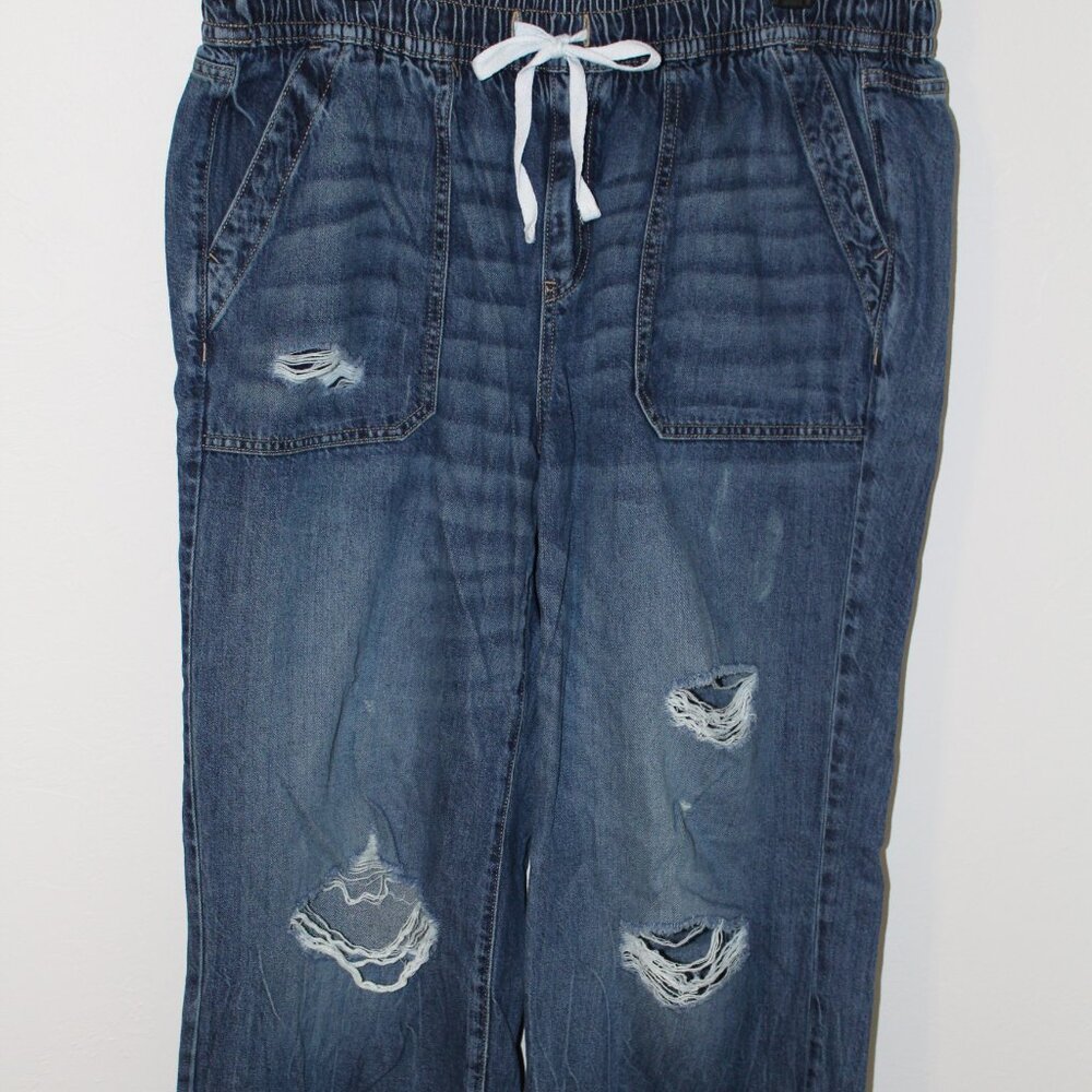 Lane Bryant Women's Pull On Wide Leg Distress Jeans Size 14